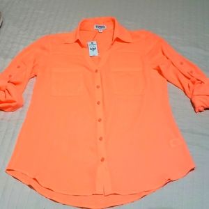 Neon coral blouse